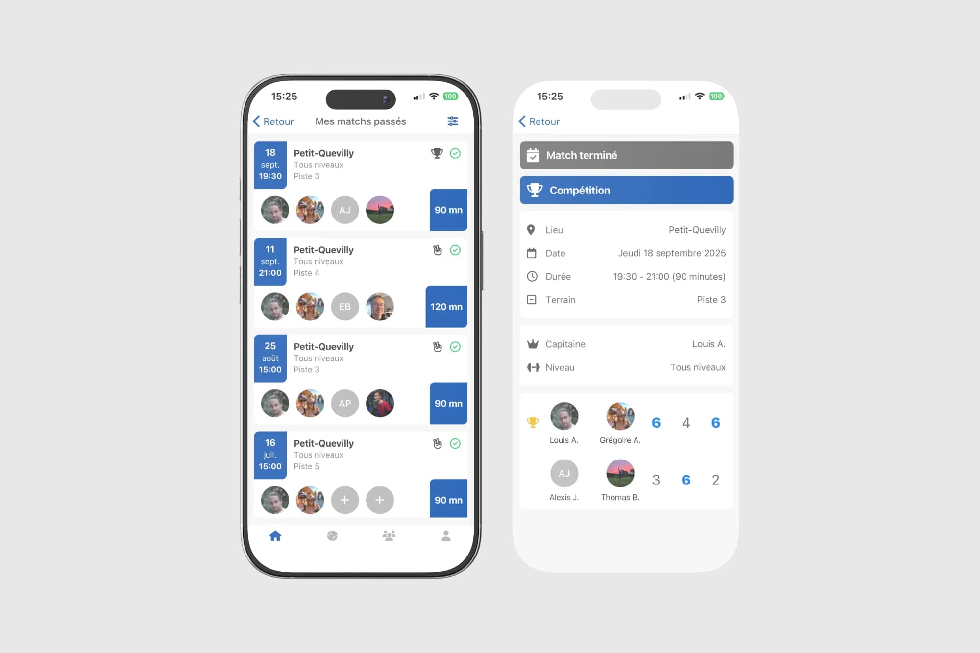 Historique des matchs
